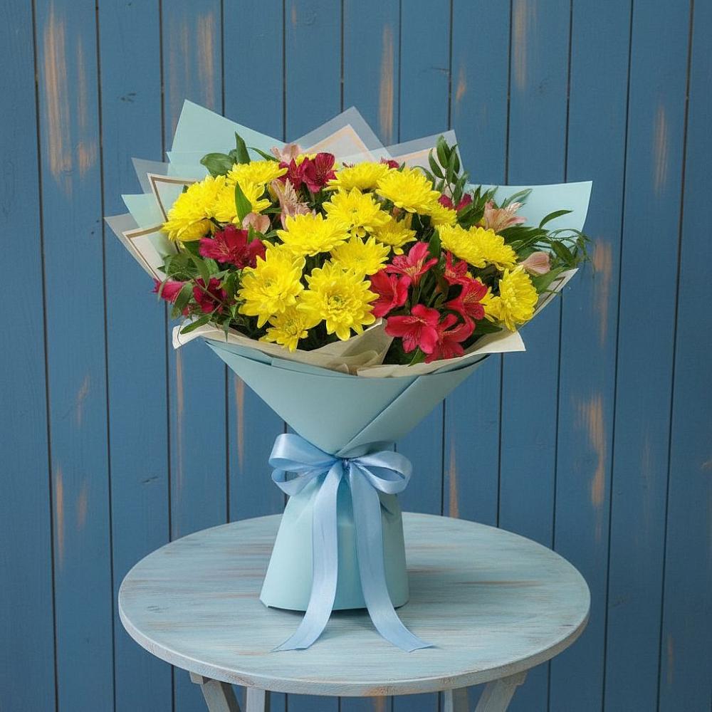 Букет цветов из: Альстромерии и Хризантемы в Гирей