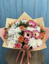 Букет цветов из:  Розы, Герберы и Хризантемы в Гирей