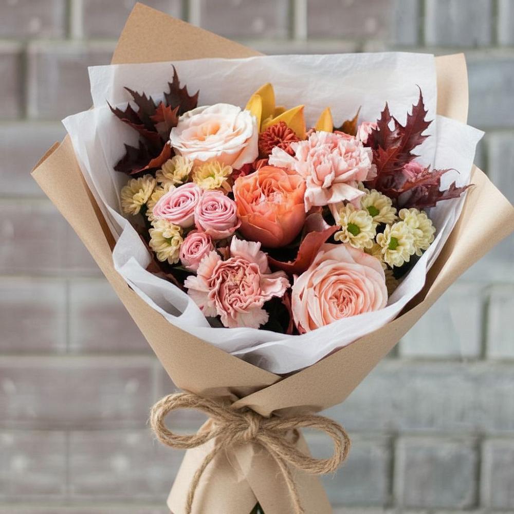 Букет цветов из: Гвоздики, Хризантемы и Розы в Гирей