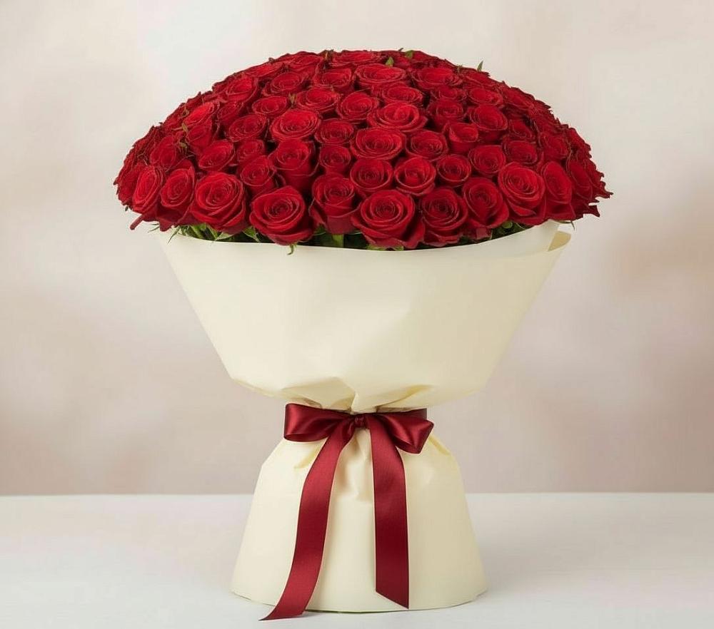 Букет 101 Красная роза Милано в Гирей