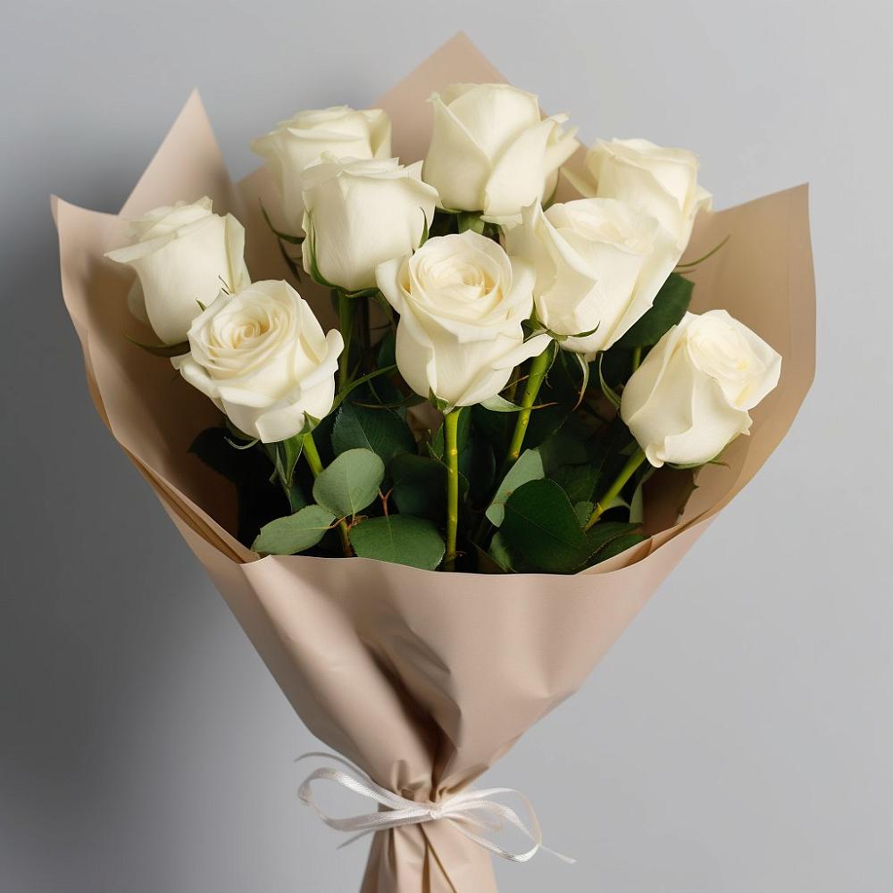 Букет 9 Белых роз Эдлесс Лав в Гирей