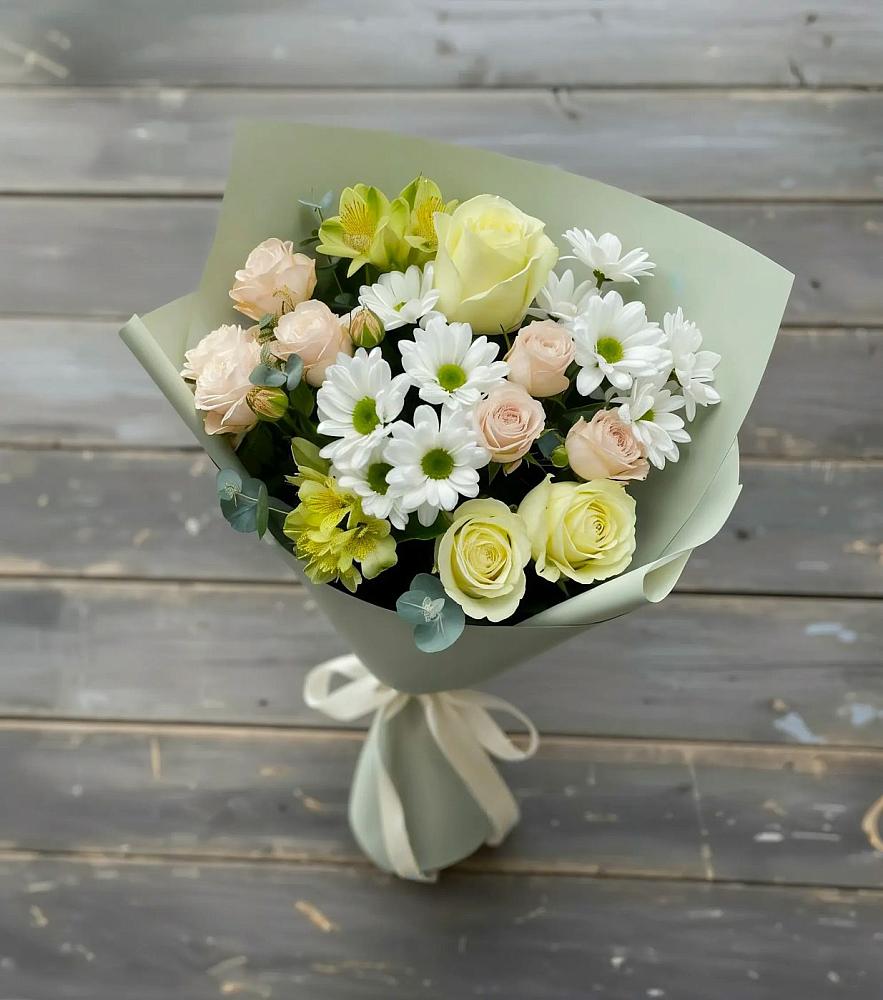 Букет цветов из: Альстромерии, Розы и Хризантемы в Гирей