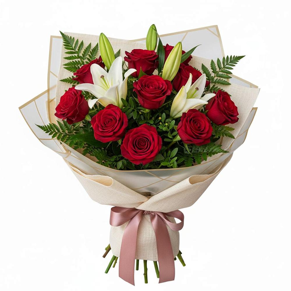 Букет цветов из: Лилии и Розы в Гирей