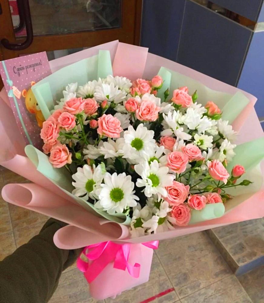 Букет цветов из: Розы и Хризантемы в Гирей