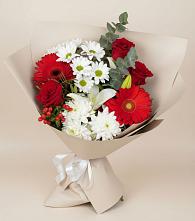 Букет цветов из:  Розы, Хризантемы, Герберы и Лилии #REPLACE_PRED# Гирей