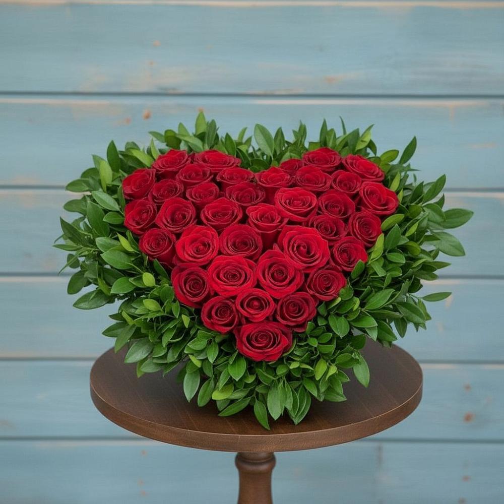 Цветочная композиция из Розы в виде сердца в Гирей