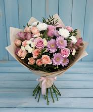 Букет цветов из:  Хризантемы, Розы и Альстромерии в Гирей