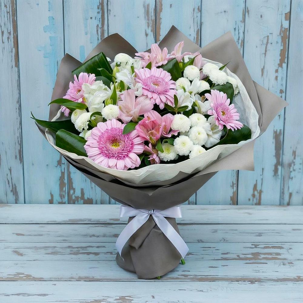 Букет цветов из: Герберы, Альстромерии и Хризантемы в Гирей