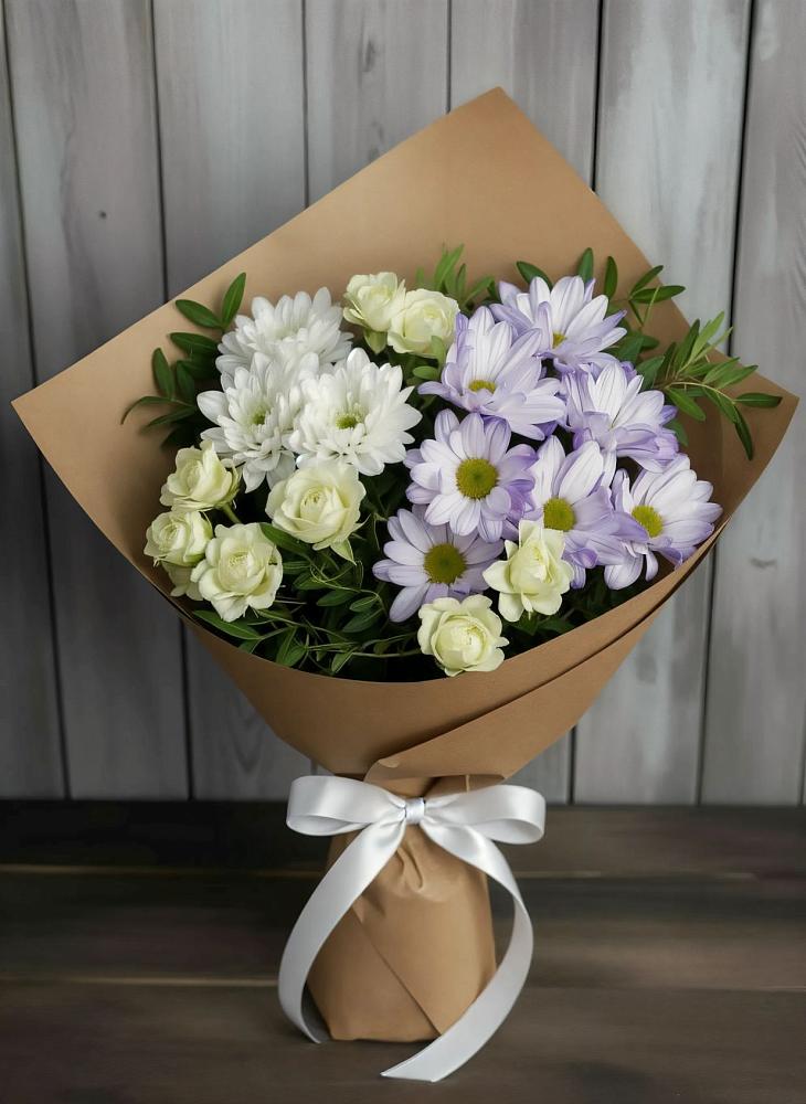 Букет цветов из: Хризантемы и Розы в Гирей